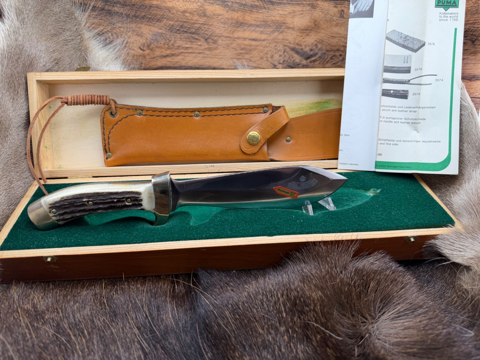 1981 Vintage Puma Rudemann Knife With Stag Handles Mint In Presentation Box++