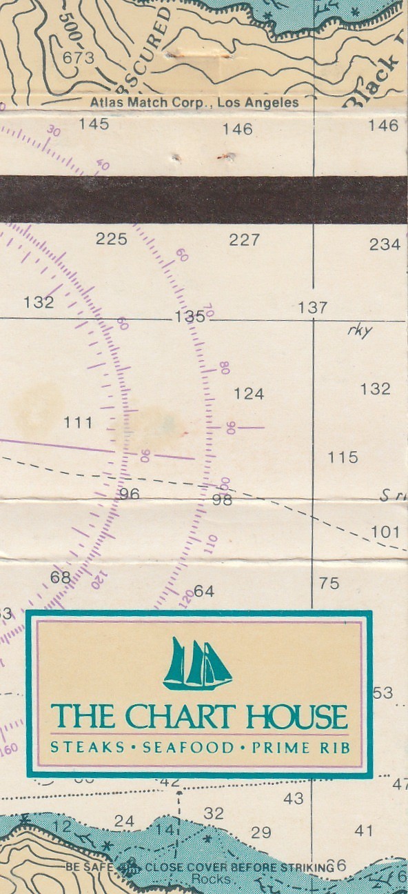 UNSTRUCK MATCHBOOK COVER - CHART HOUSE RESTAURANT - LONGBOAT KEY FLORIDA