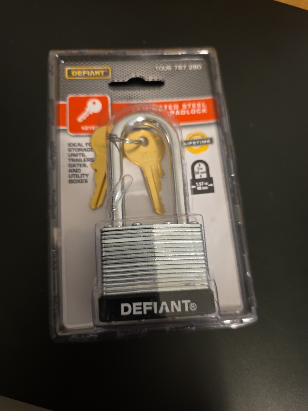 Defiant 40mm Padlock 2in Long With 2keys New Open Box