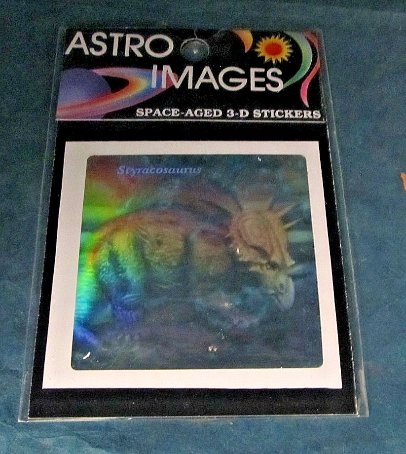 Vintage 1980's Astro Images Styracosaurus Dino 3-D Hologram Foil sticker