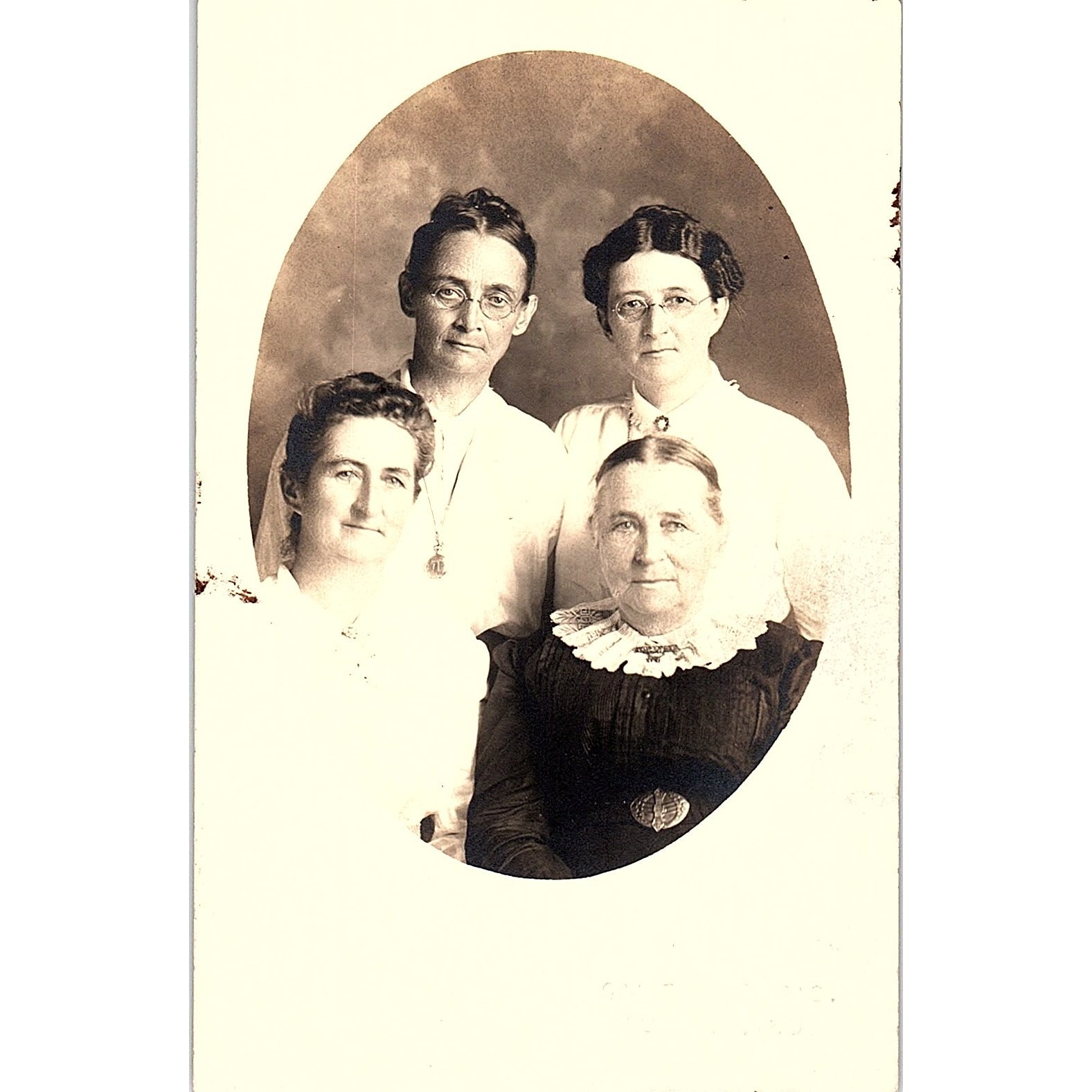Portrait of 4 Ladies - Smith Studio Auburn IN Antique Real Photo Postcard PE14