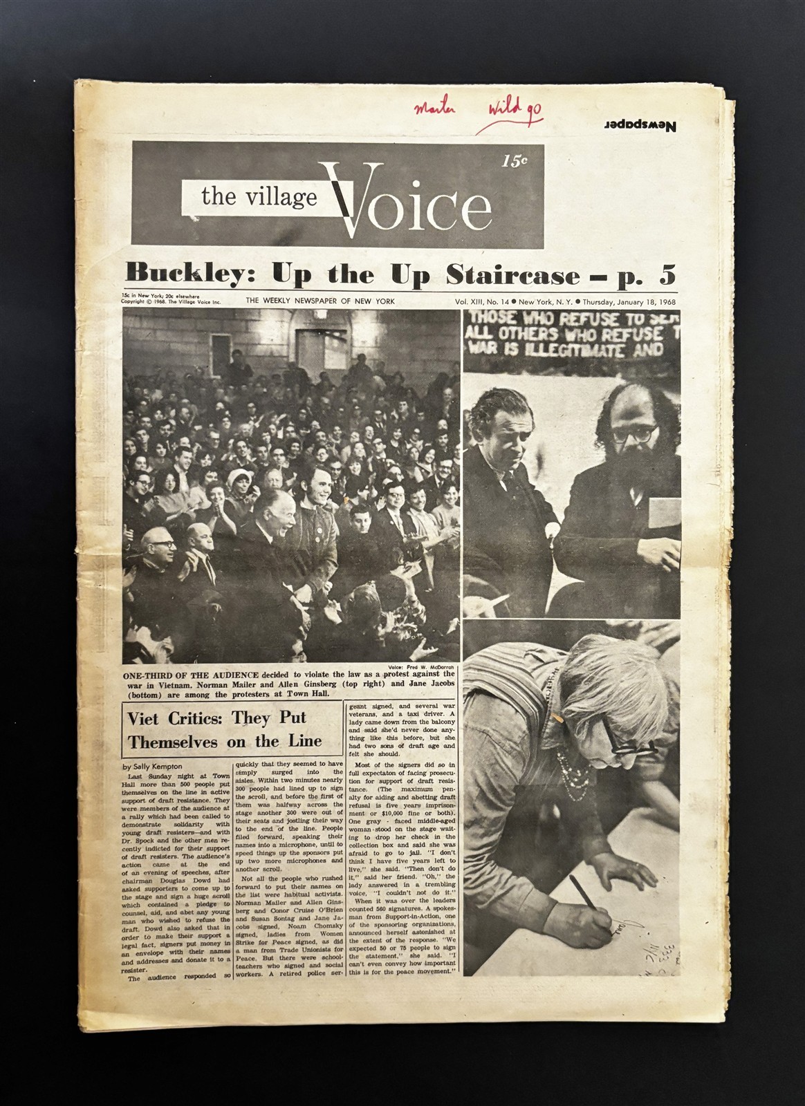 Village Voice Newspaper 1/18/1968 Allen Ginsberg Andy Warhol Simon & Garfunkel