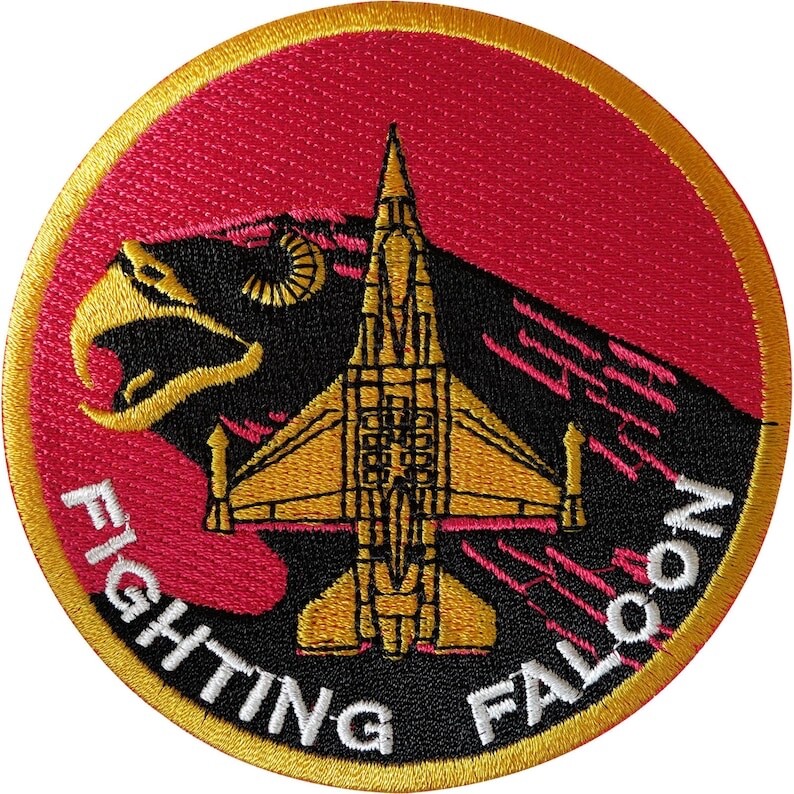 STUNNING F-16 FIGHTING FALCON EMBROIDERED IRON-ON PATCH...