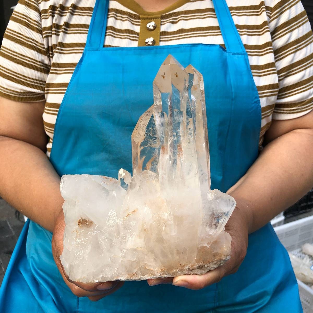 3.45LB Natural White Clear Quartz Crystal Cluster Rough Specimen Healing