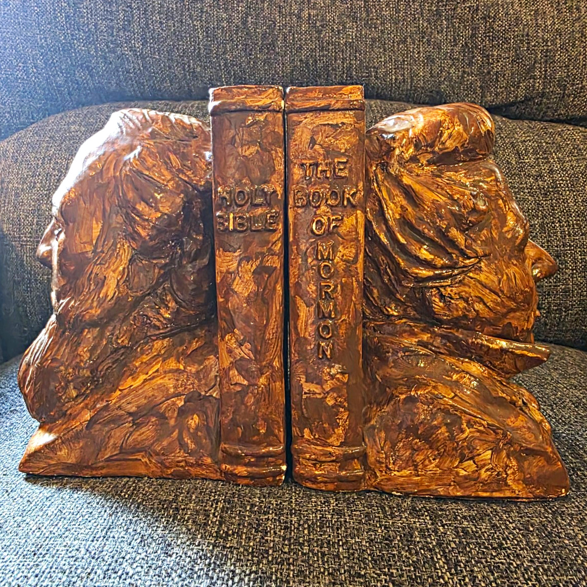 VTG Joseph Smith Brigham Young, Bible, Book Of Mormon Bookends  1980