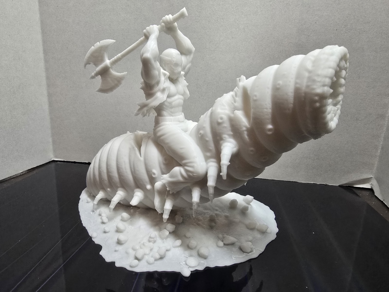 SPLATTERHOUSE RETRO RICK TAYLOR DOING BATTLE WITH BOREWORM 3D PRINTED FAN ART