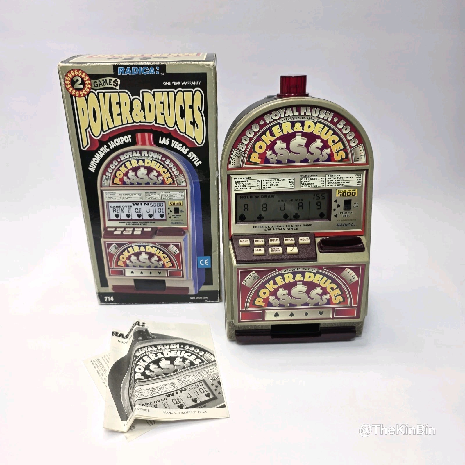 Vintage Radica Poker & Deuces Slot Machine #714 Table Top Automatic Jackpot EUC