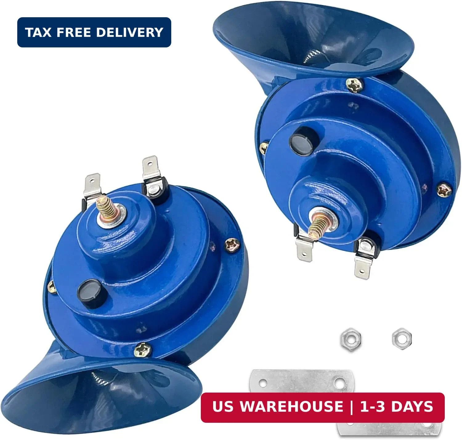 2 PCS 300DB Super Loud Train Horn, Car Air Electric Snail Double Horn, 12V Water