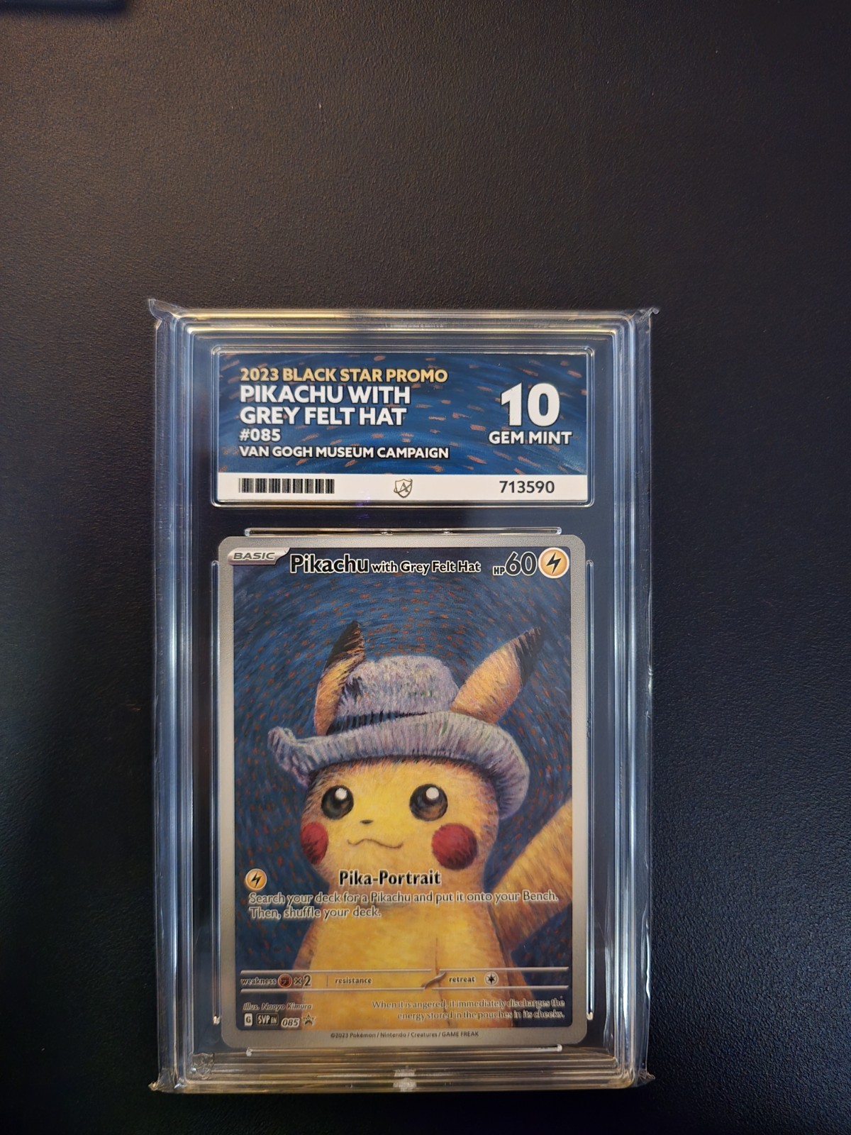 Pokémon TCG Pikachu With Grey Felt Hat Van Gogh SVP085 ACE 10 Black Star Promo