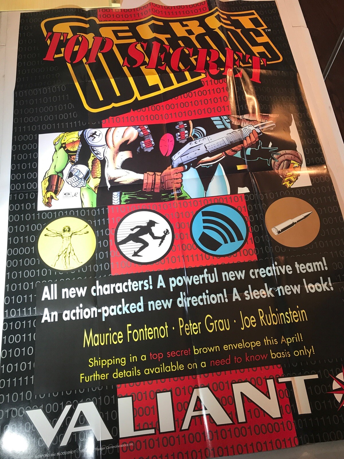 Secret Weapons Top Secret Promotional Poster Valiant Comics VF 1994 New Unused 