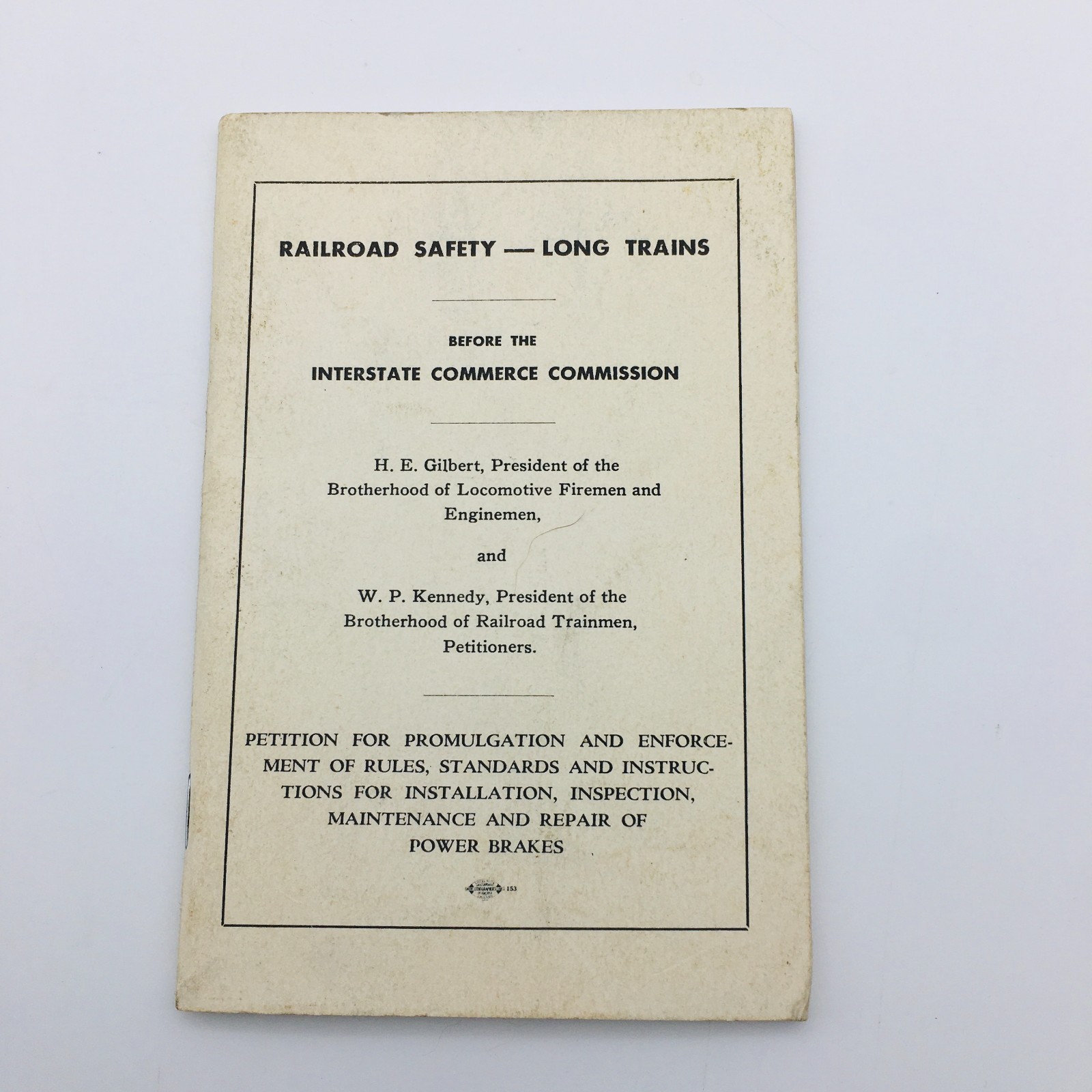 Railroad Safety - Long Trains Before the Interstate Commerce Commission