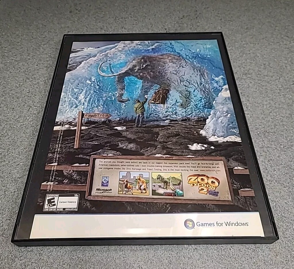 Zoo Tycoon 2 Extinct Animals Print Ad 2007 Framed 8.5x11 