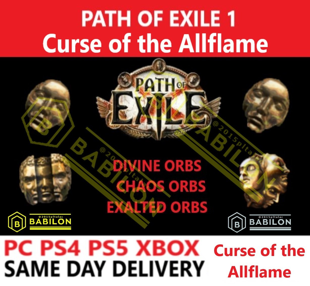 PATH OF EXILE 1 CURSE OF THE ALLFLAME SOFTCORE POE ✅PC✅DIVINE CHAOS EXALTED ORBS