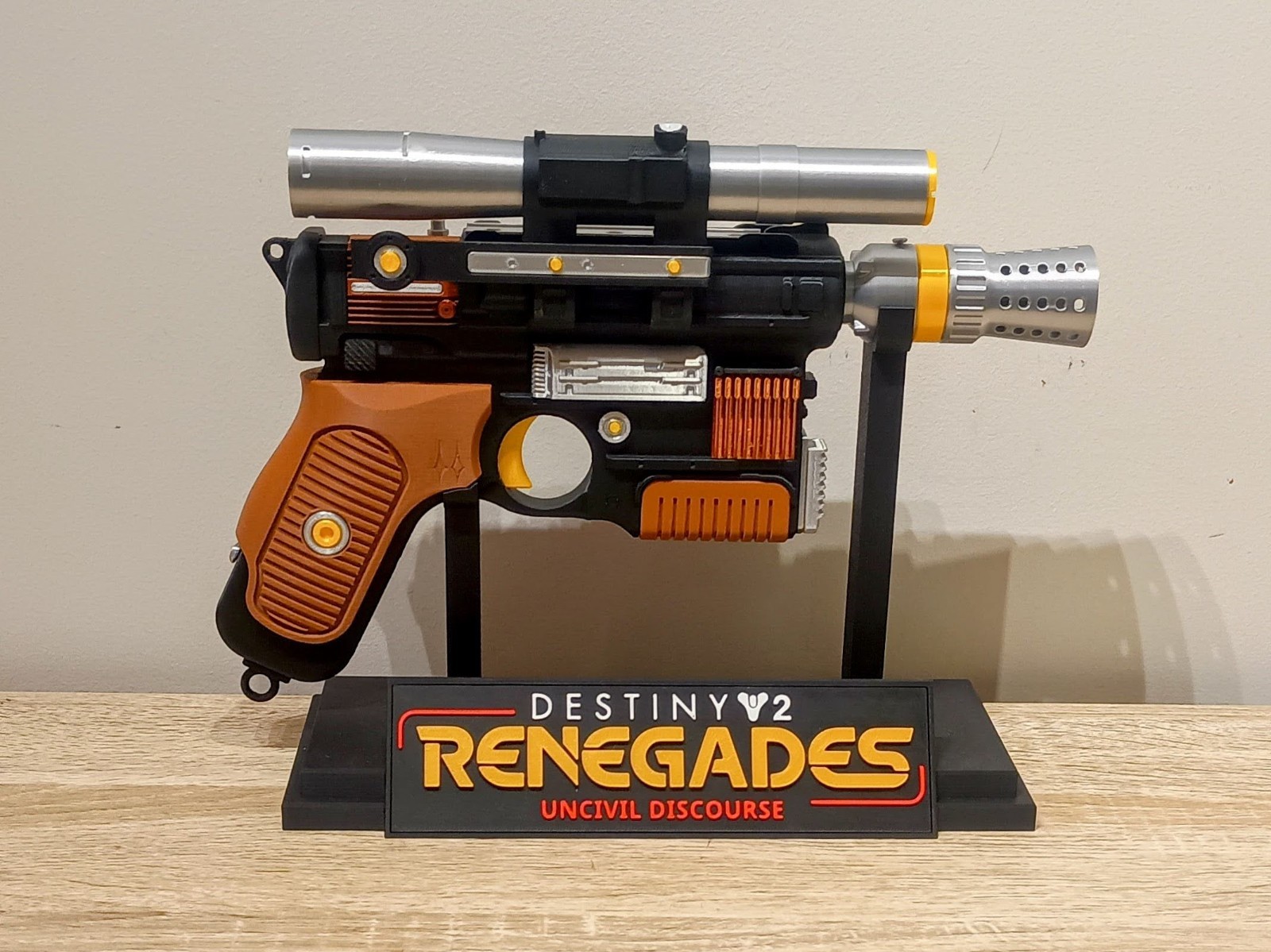 Destiny 2 Uncivil Discourse Hand Cannon Prop with Display Stand