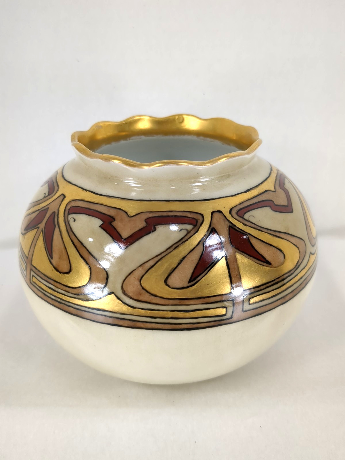 Antique 1913 Hand Painted Porcelain Blank Studio Art Nouveau Deco Pottery Vase