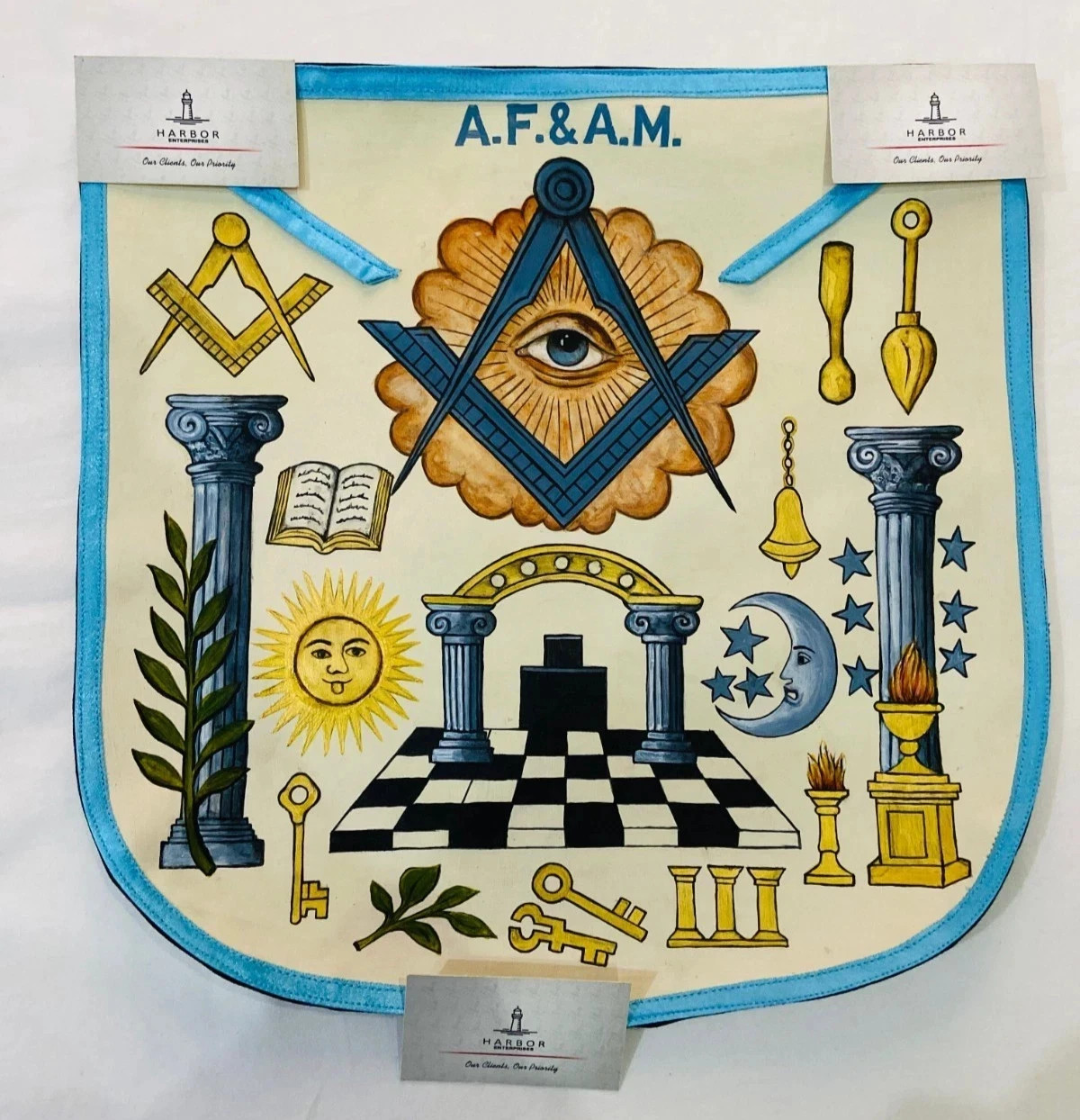 Masonic Apron Masonic Hand Painted Custom Painted Handcrafted Masonic Freemason