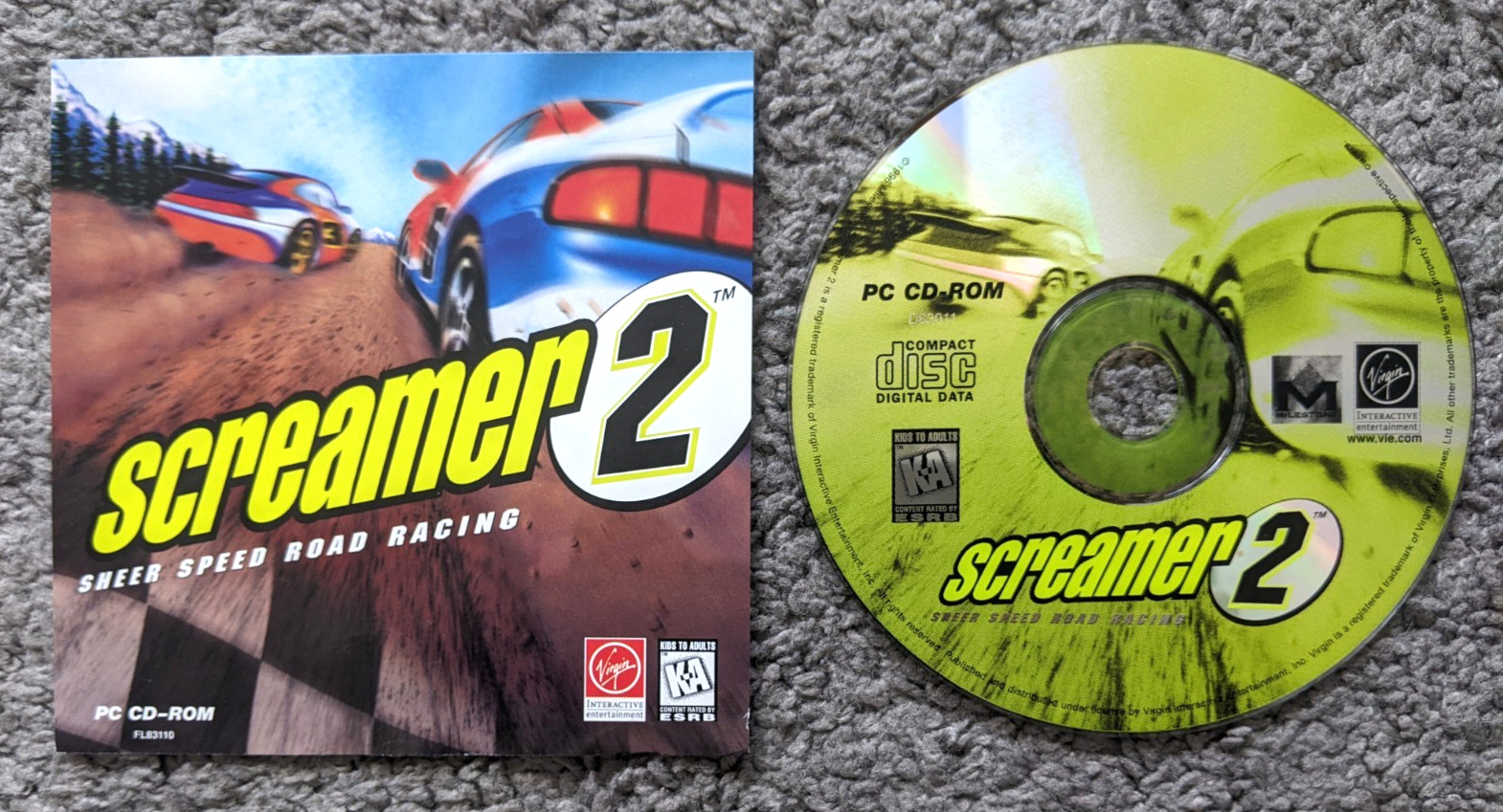 VTG 1996 PC CD-ROM GAME SCREAMER 2 CAR ROAD RACING ACTION DISC ONLY MINT VIRGIN