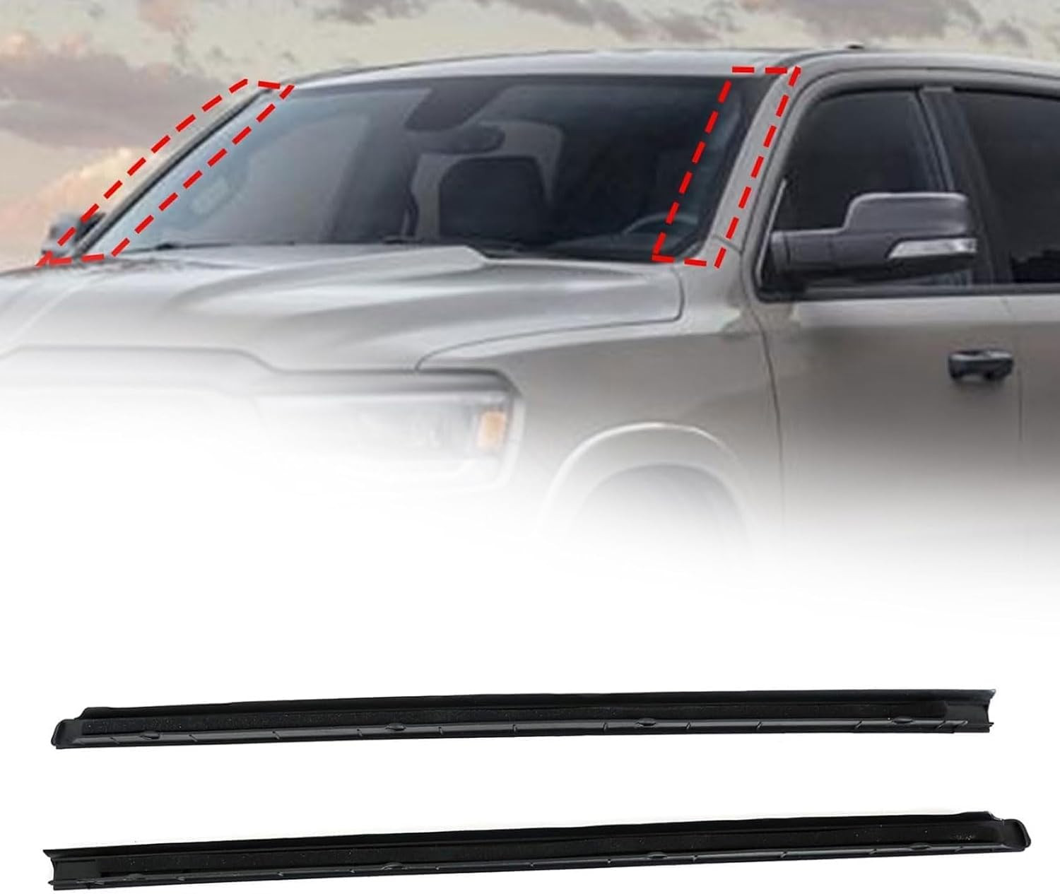 Windshield Molding Trim Pair Front Window Seal Weather Strip Auto Truck 2009 202
