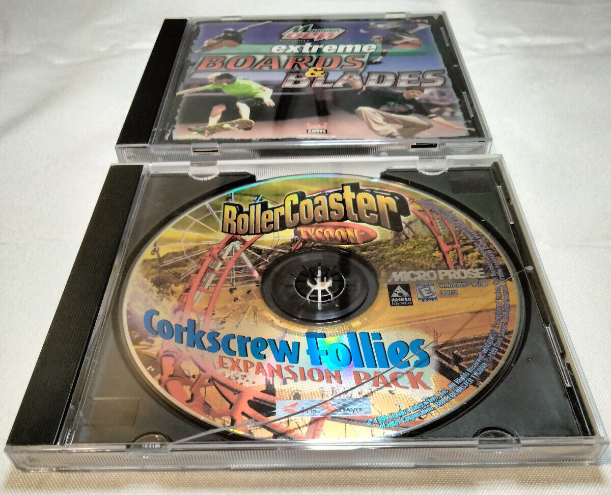 RollerCoaster Tycoon Corkscrew Follies + Extreme Boards and Blades Disc Only