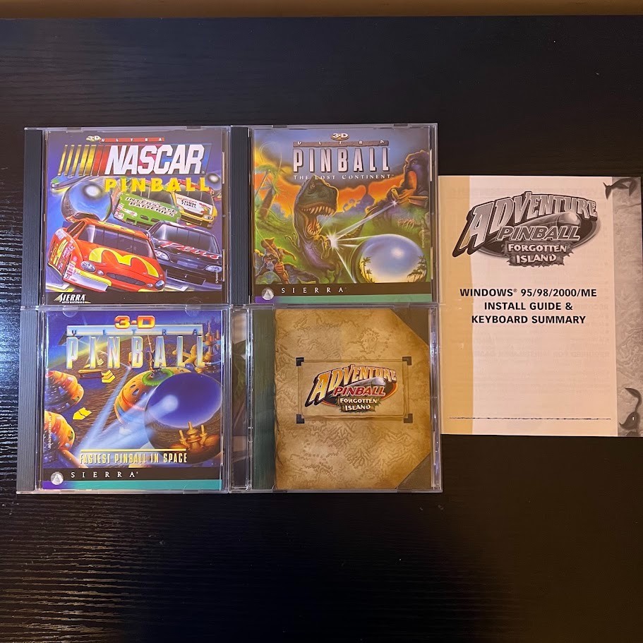 PC Pinball Game Lot - 3D Ultra Pinball Nascar, Dinosaur, Space, Adventure CD-ROM