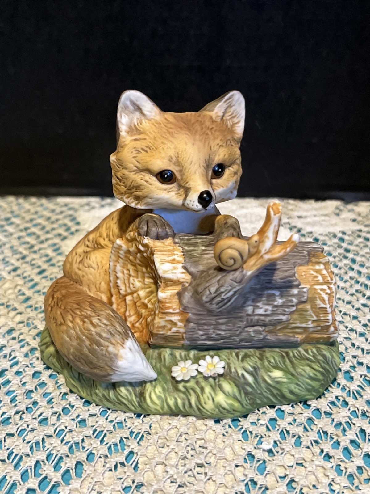 Homco Vintage 1986 Loveable Beginnings Baby Fox Masterpiece Porcelain Figurine