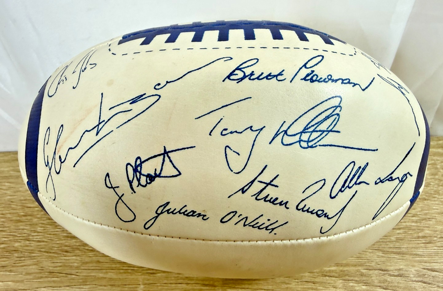 Signed Broncos Mini Ball Langer Renouf Lazarus Ansett 1990s Ex Staff Provenance