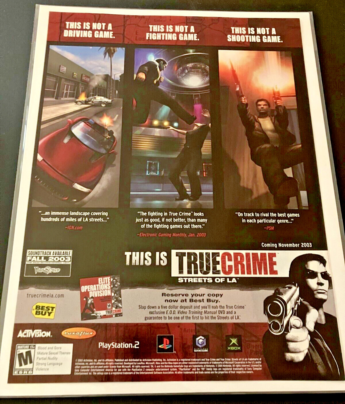 True Crime: Streets Of L.A. - Vintage Gaming Print Ad / Poster / Wall Art - MINT