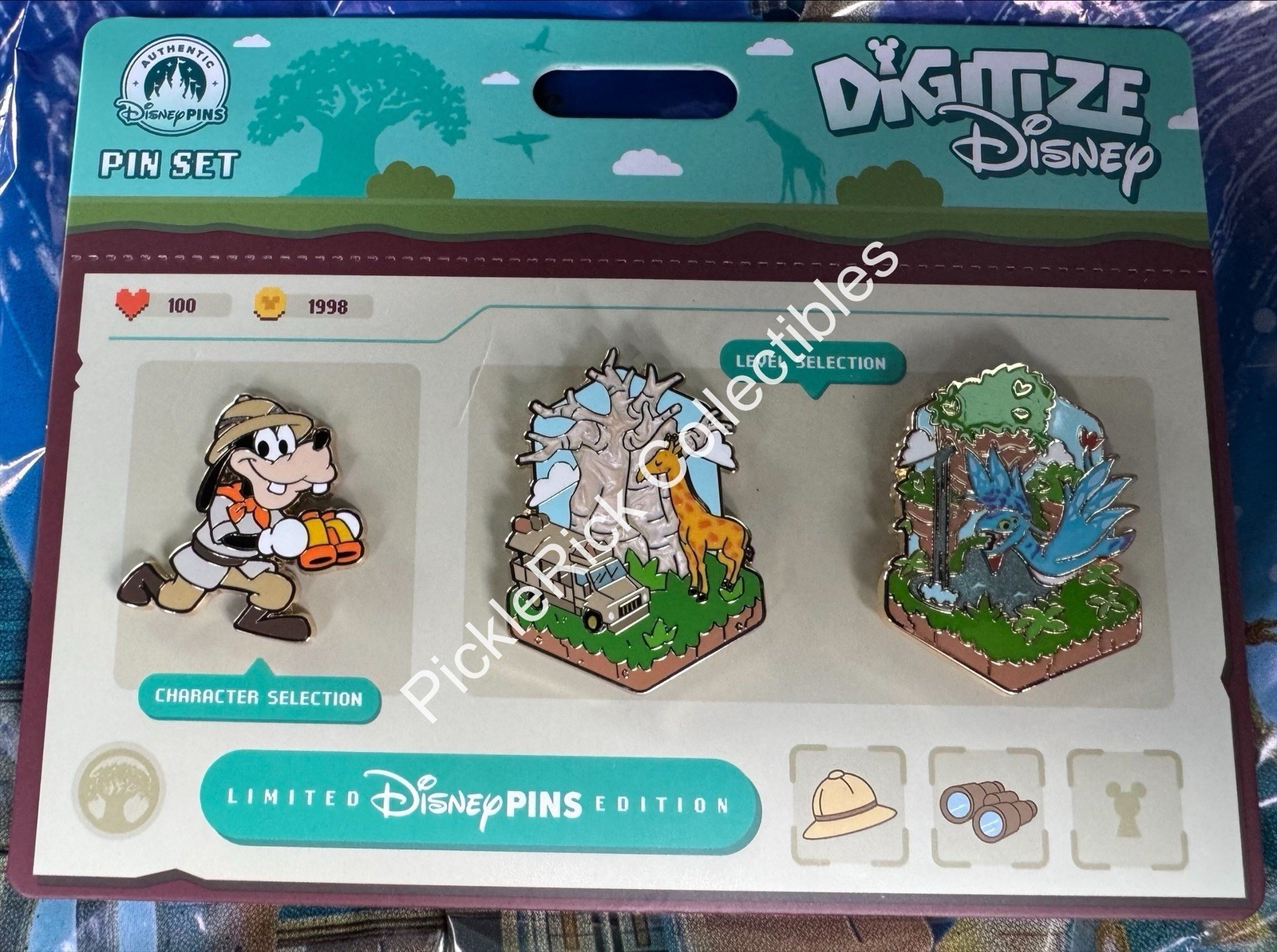 Disney Parks Pin 2026 Digitize Disney Animal Kingdom Goofy 3 Pin Set LE 3000