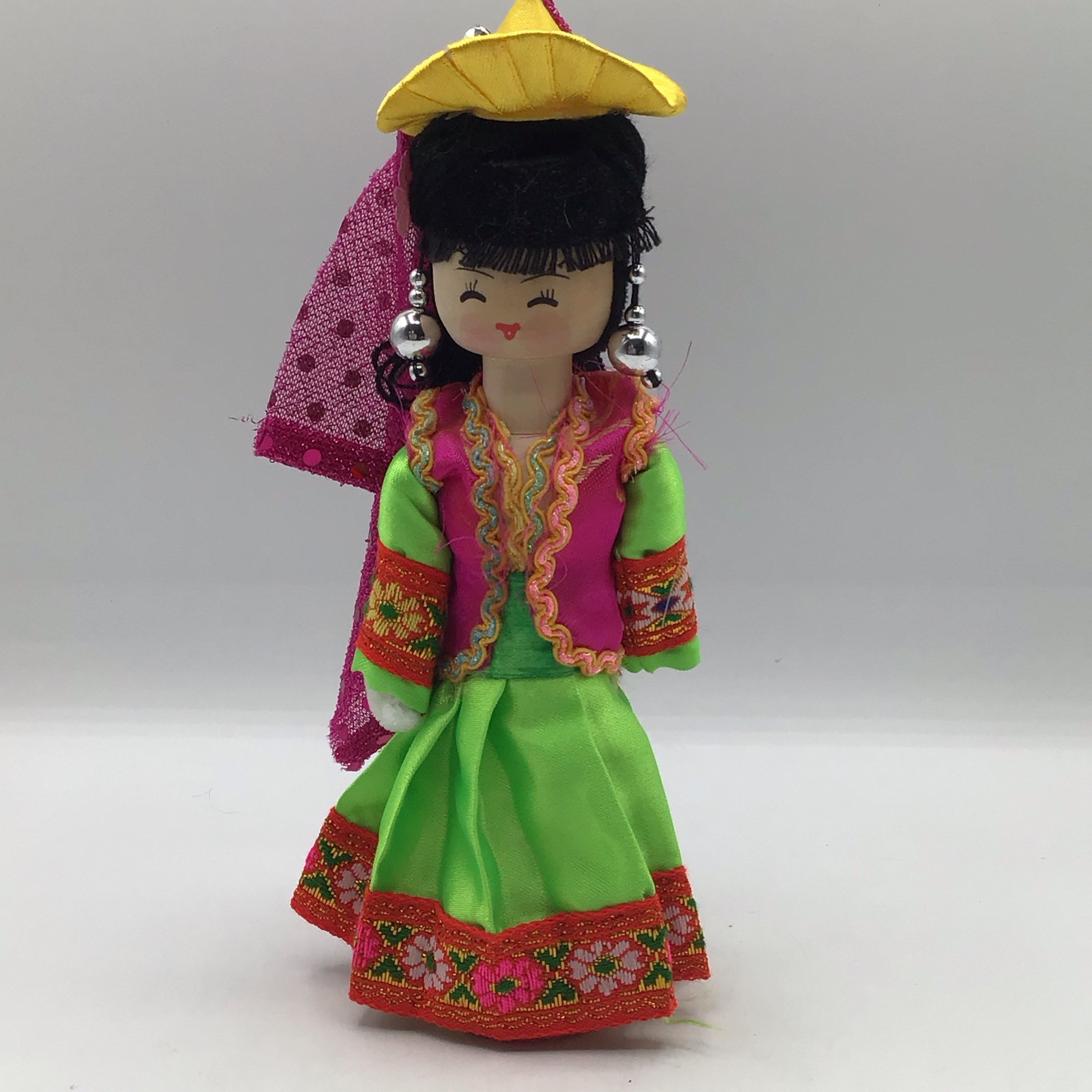 Chinese Minority Nationality Handmade Collectible Wooden Doll