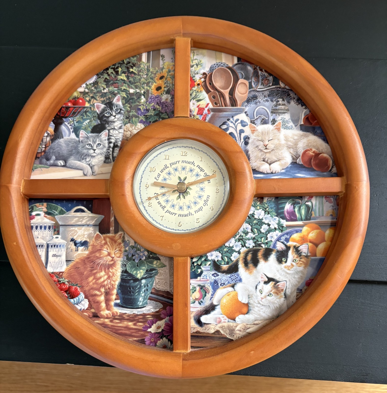 Bradford Exchange Purr-fect Times Cat Wall Clock Mary Ann Lasher 4 Plates 2003