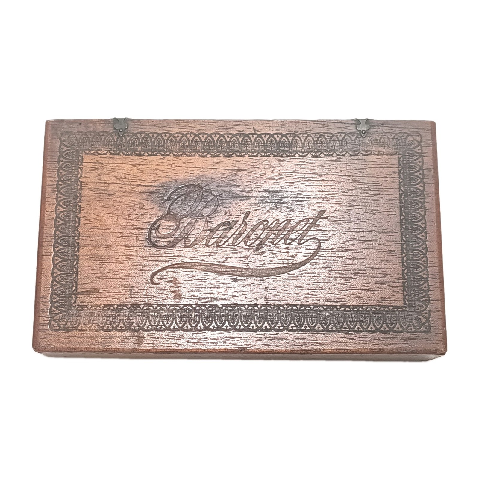 Antique 1880s Baronet Cigar Box Samuel Woodside Co Cincinnati Factory 1307 NY