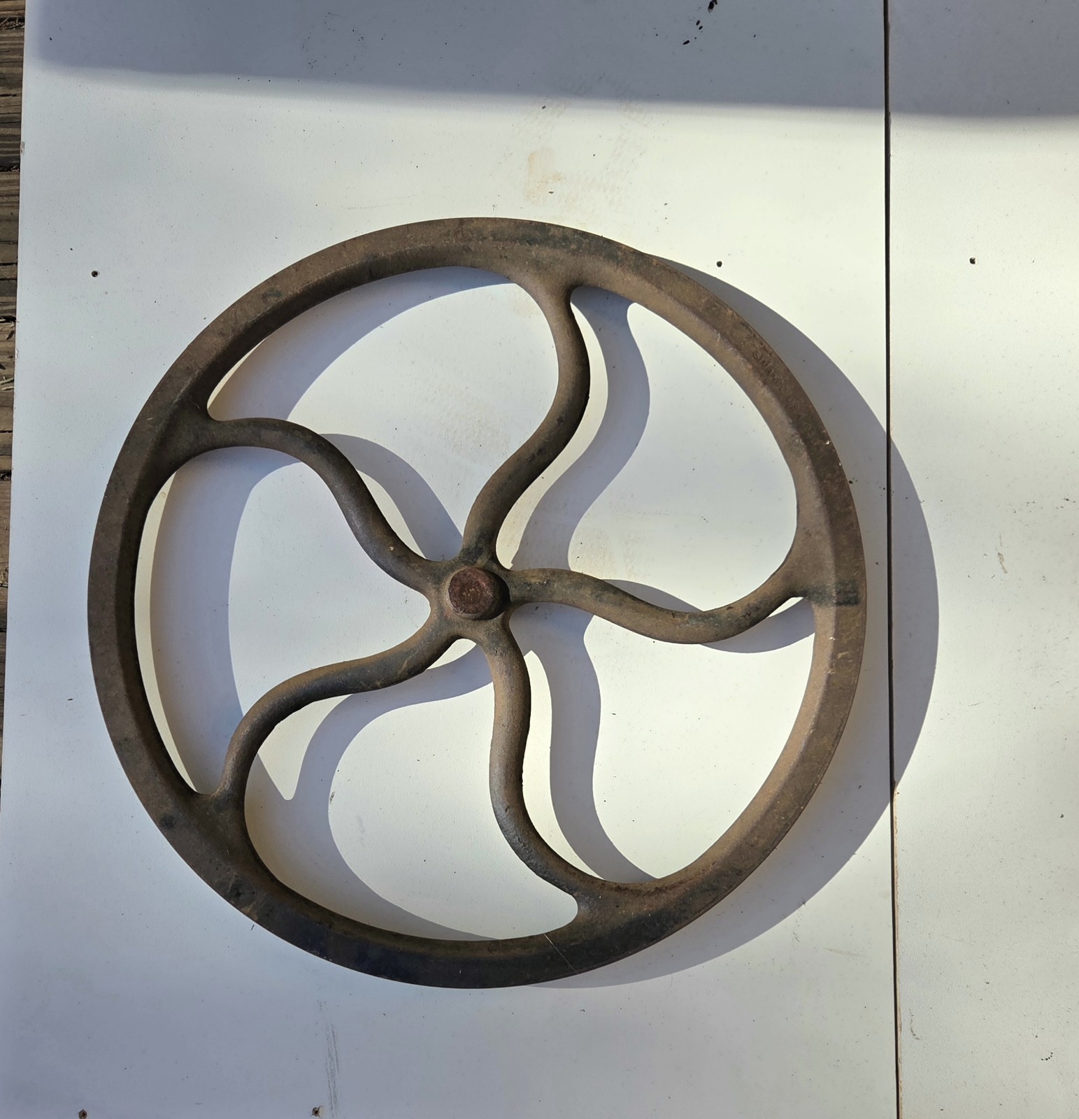 Antique Vintage Cast Iron V Belt Wheel 16 Inch Industrial Steampunk Farm...