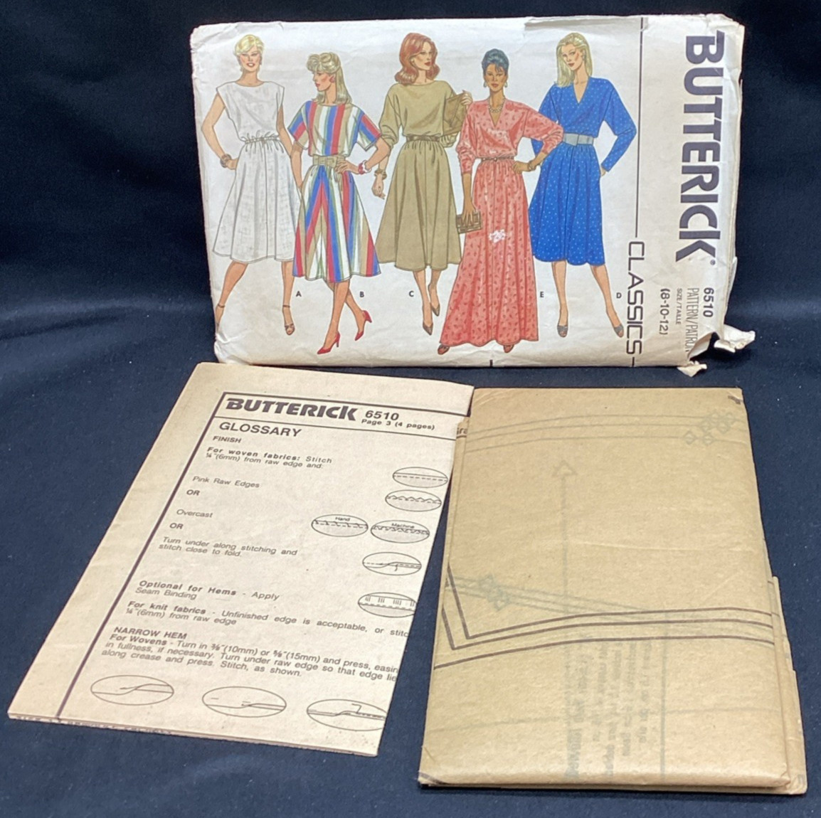 Vtg Sewing Pattern, Butterick 6510, dress, 8-12, Uncut - ships free