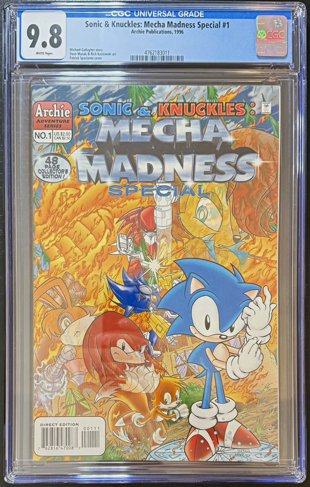 Sonic & Knuckles: Mecha Madness Special #1 (1996 Archie) CGC 9.8 WHITE PAGES 