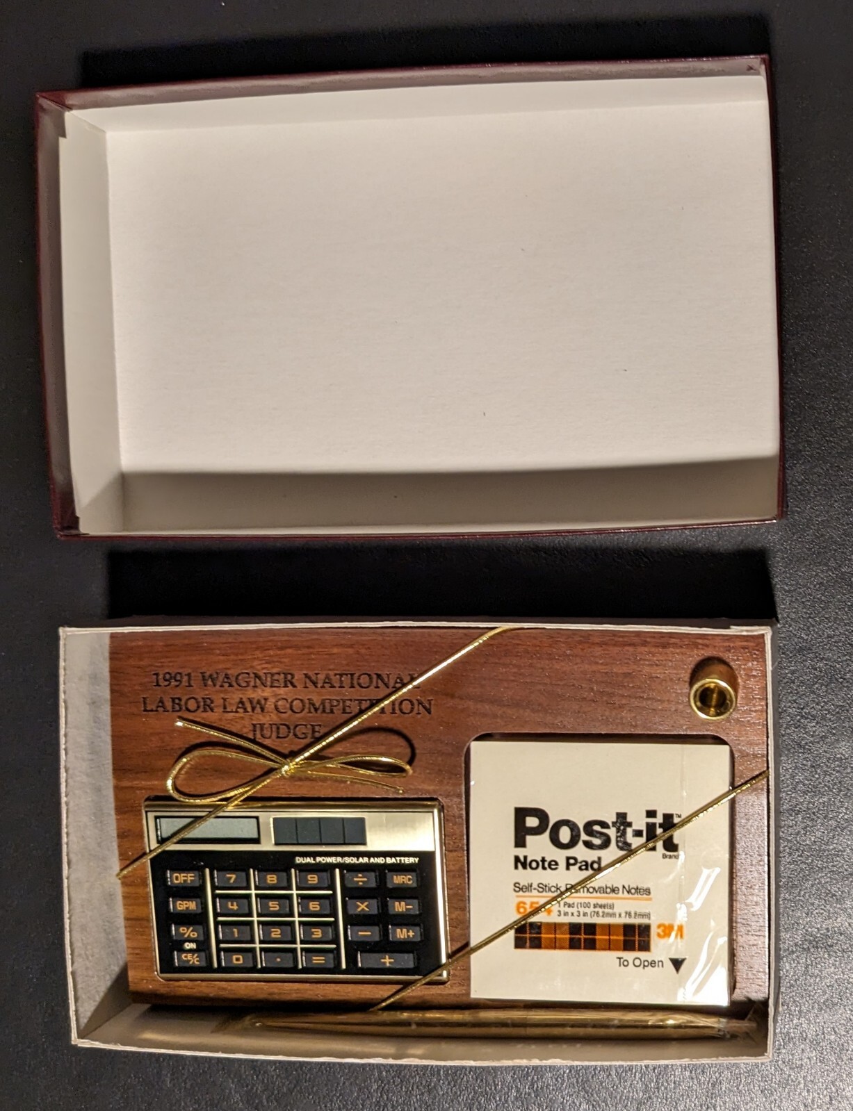 Vtg 1991 Heartwood Creations Pen Holder Post-it & Sceptre SS-46 Calculator NEW