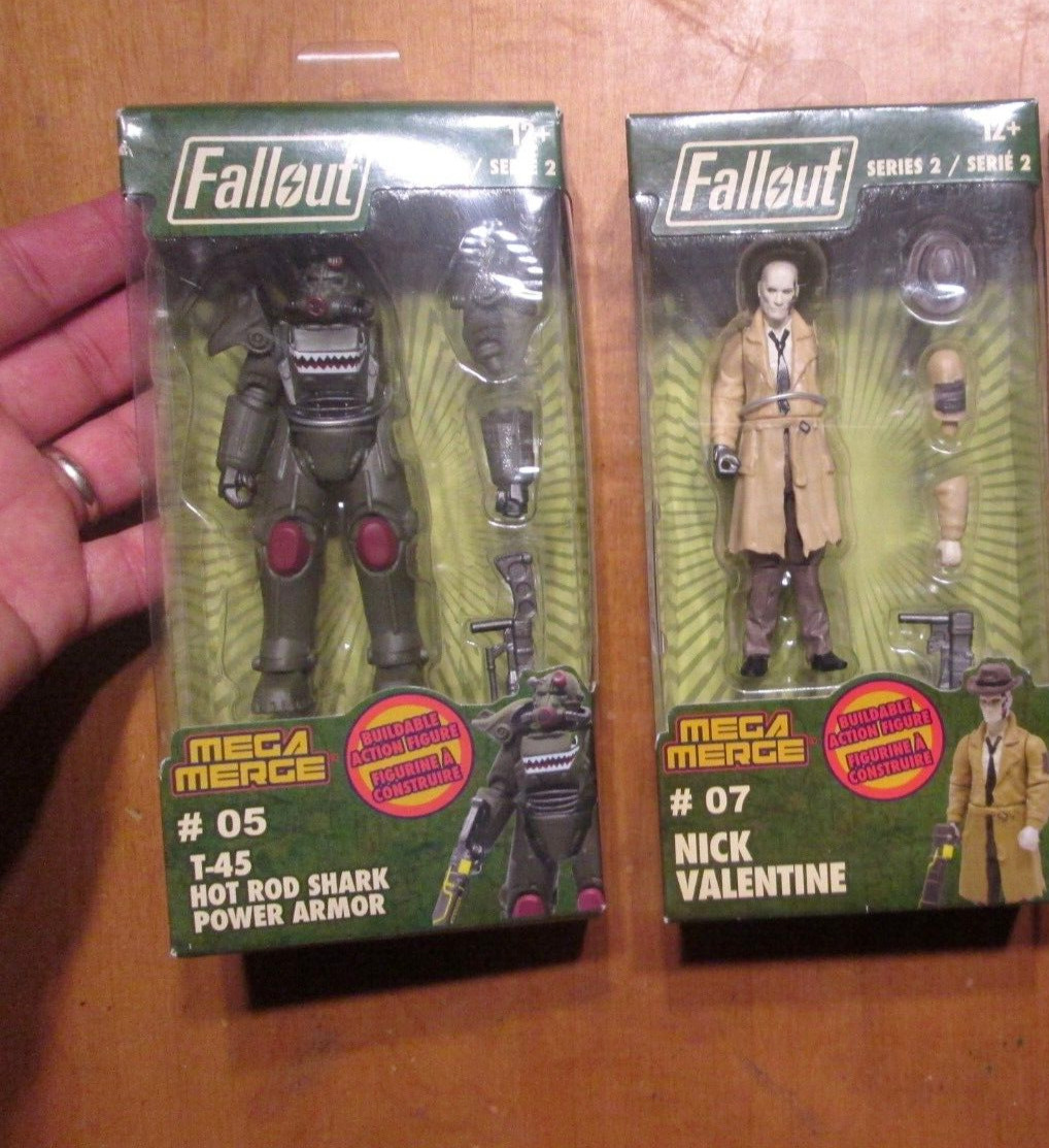 Fallout NICK VALENTINE & T-45 HOT ROD SHARK POWER ARMOR SET SERIES 2 MEGA MERGE