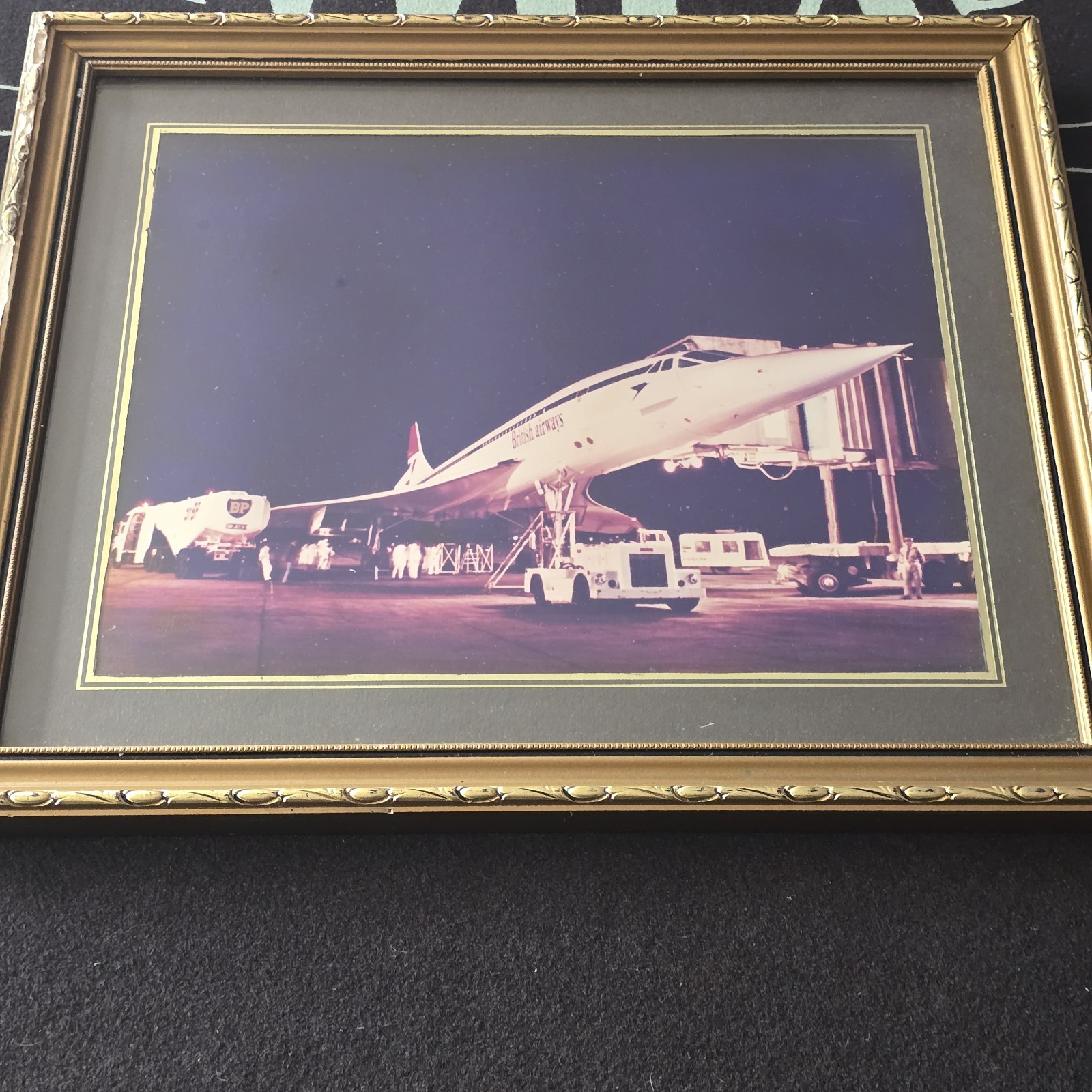 Vintage British Airways Concorde Photo Framed G-BOAB Supersonic Jet Aviation VGC
