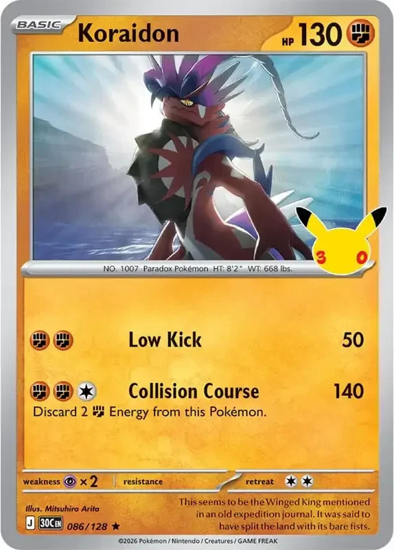Pokemon 30th Celebrations Koraidon 086/128 Holo English