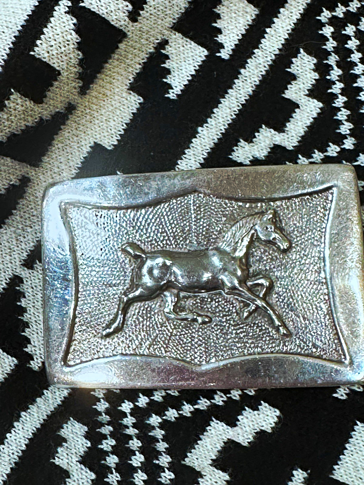 Vintage Sterling Equestrian Horse belt buckle 2.75” wide