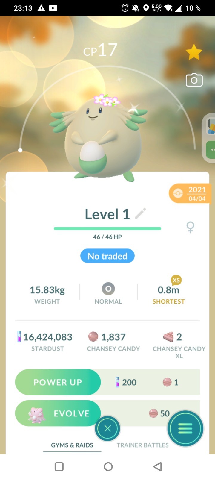 Shiny Chansey L1 XS Flower Cherry Blossom✨Pokemon Go✨