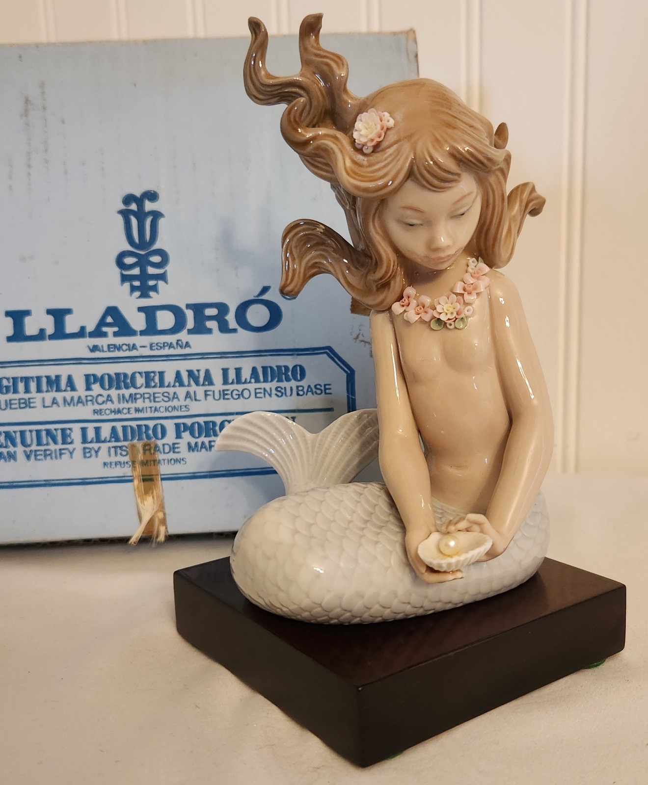 Lladro VTG Mirage Mermaid Porcelain Figurine - Sculptor José Puche w/ Base & Box