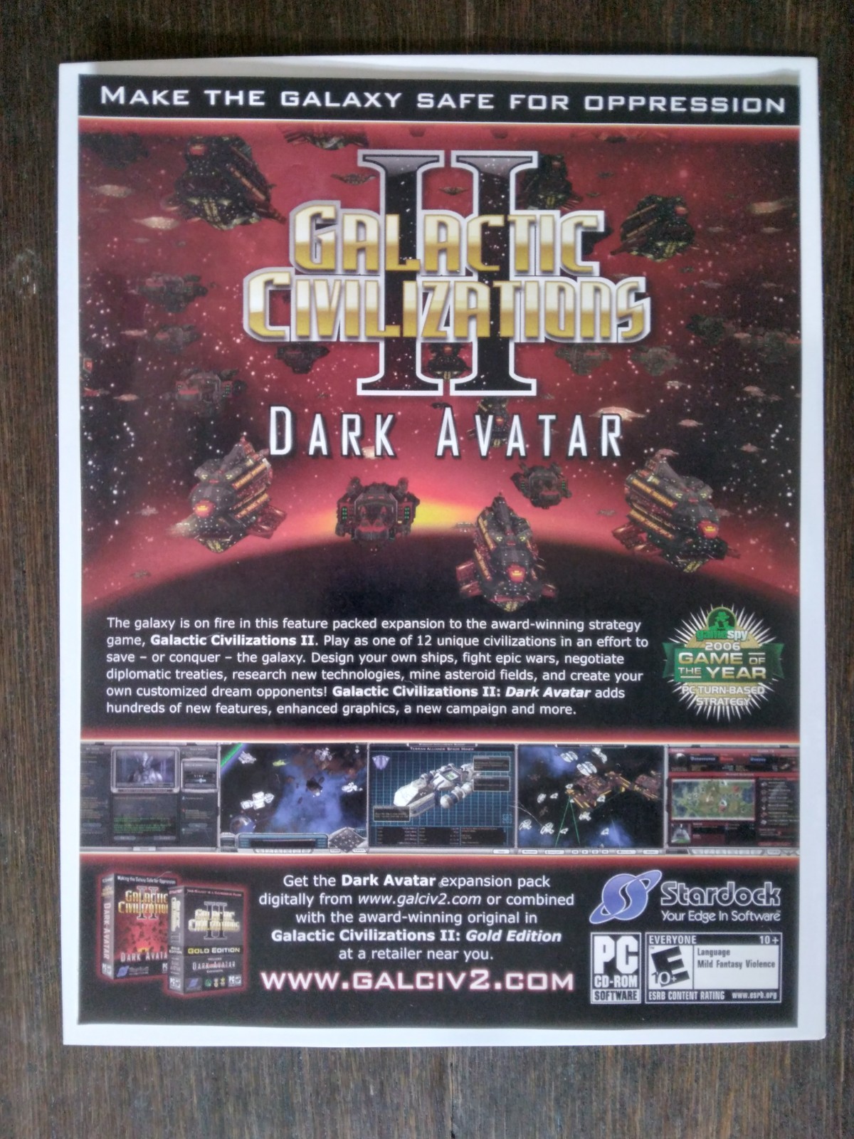 Galactic Civilizations II Dark Avatar Video Game Print Ad 2007 Retro Promo Art 