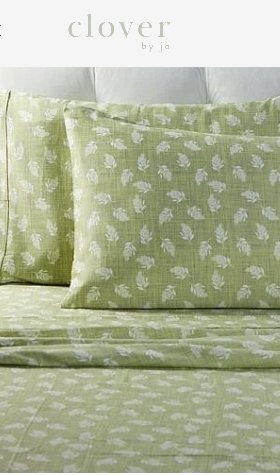 Vintage Style Clover By Jo Pre - Cotton Modal Wash Green King Flat Sheet Green