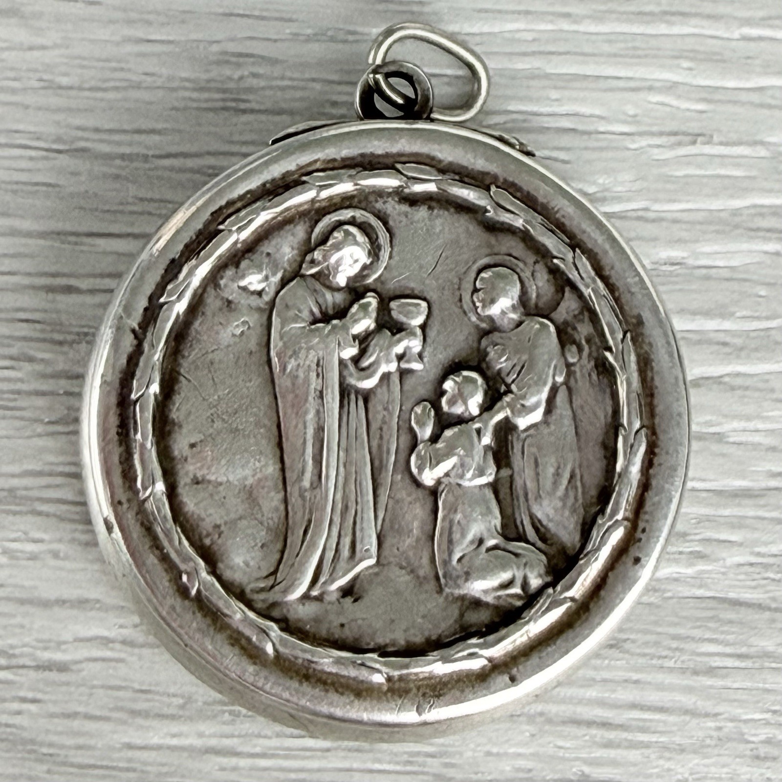 Vintage 800 Silver Rosary Box Necklace Pendant Locket First Holy Communion