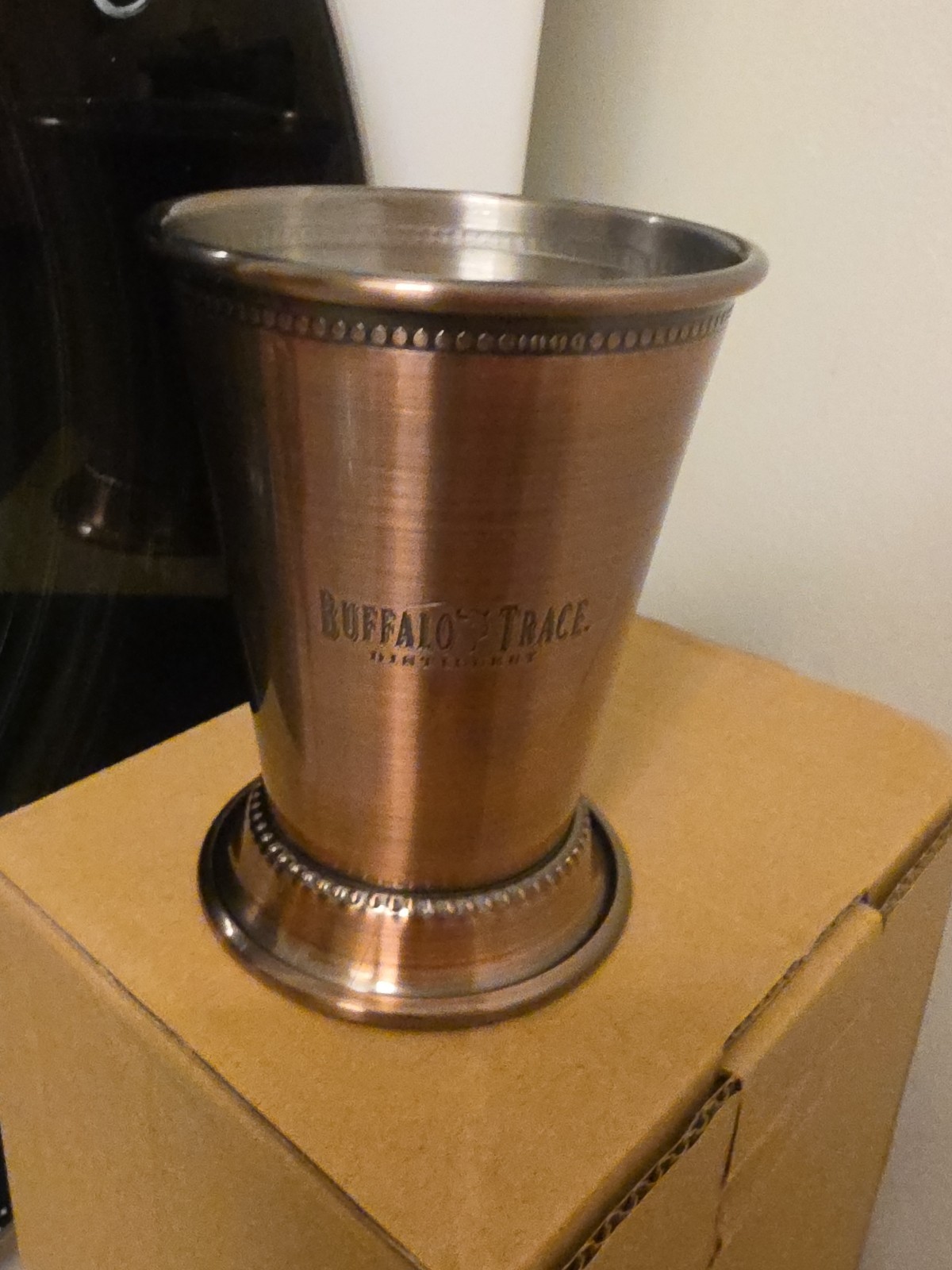 Set of 4 Buffalo Trace & Wheatley Vodka Copper Finish Stainless Julip Cups