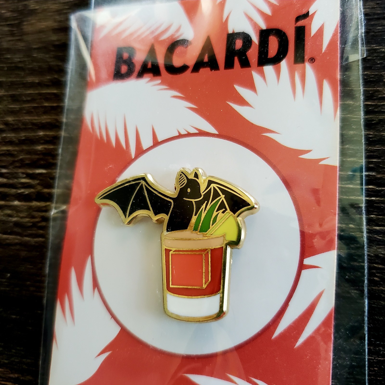 New BACARDI Rum Puerto Rico Lapel Pin~Cocktail Critters Bat, Jungle Bird Recipe