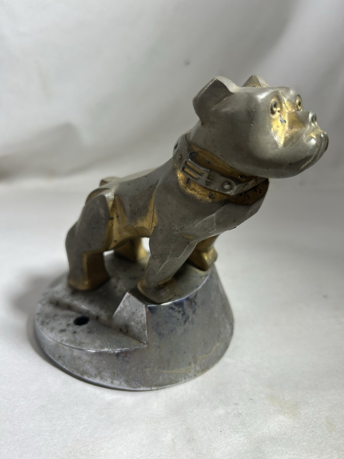 Vintage Mack Truck Hood Ornament Gold Bulldog Silver Base 87931 Semi Collectible