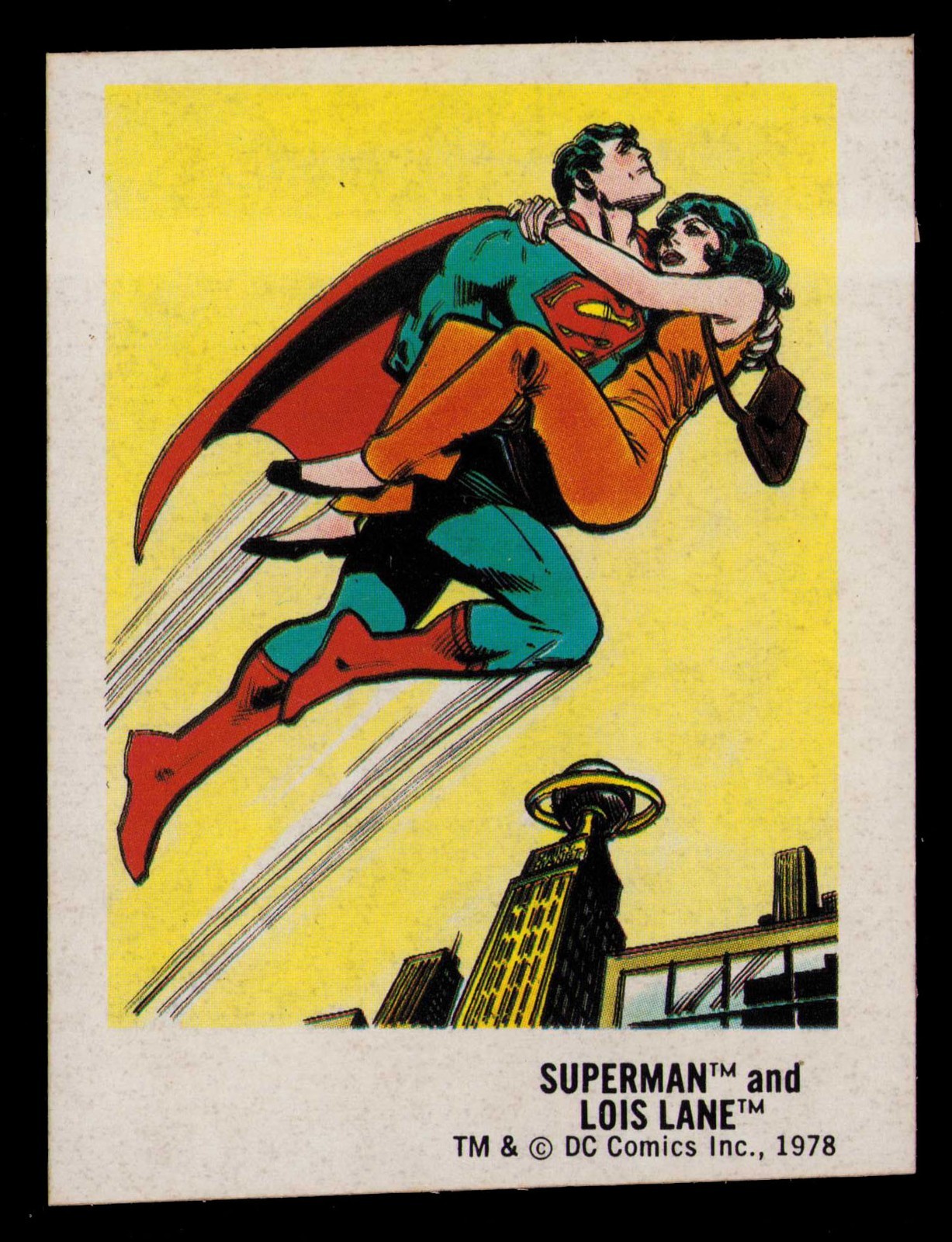 1978 Harris DC Superheroes Bread Sticker SUPERMAN and LOIS LANE Card 9 of 30
