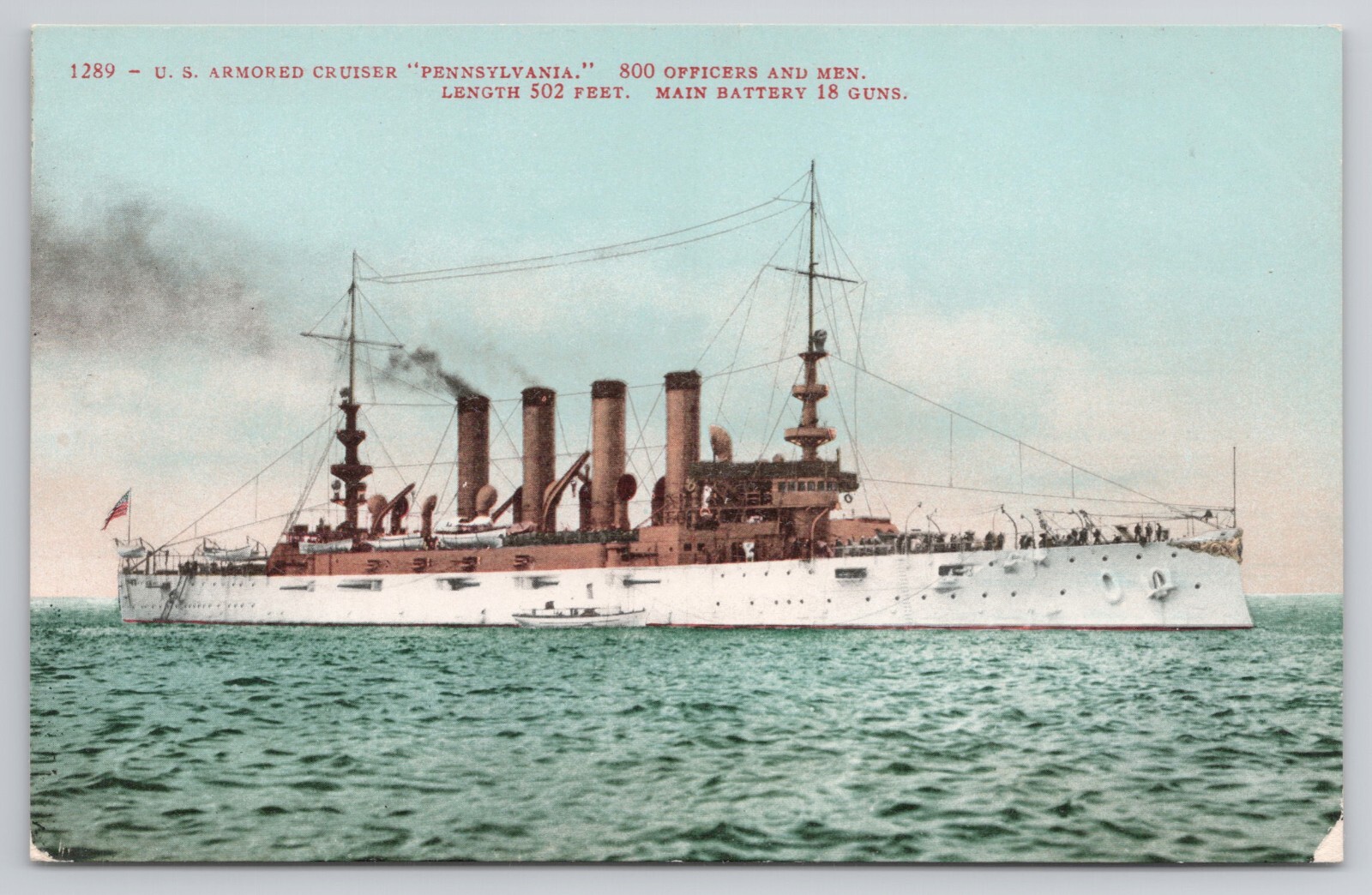 USS Pennsylvania Armored Cruiser ACR4 New Steel Navy Postcard V*