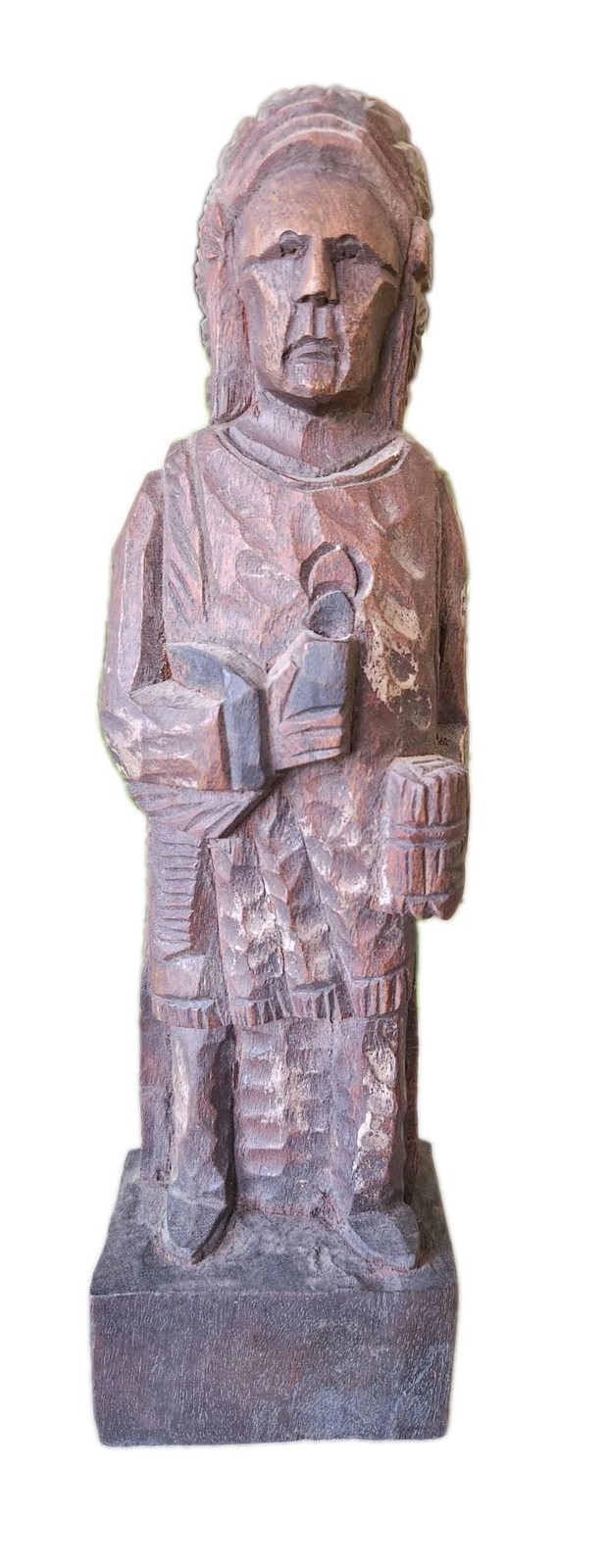 Vintage Hand Carved Wood Plains Chief Warrior Folk Art 12” Mitropoulos Estate